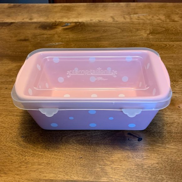Temptations by Tara Pink Polka Dot Mini Loaf Pan with Plastic Lid - Picture 5 of 9